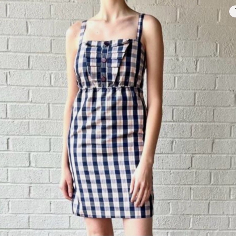 Maeve Blue and White Checkered Mini Dress